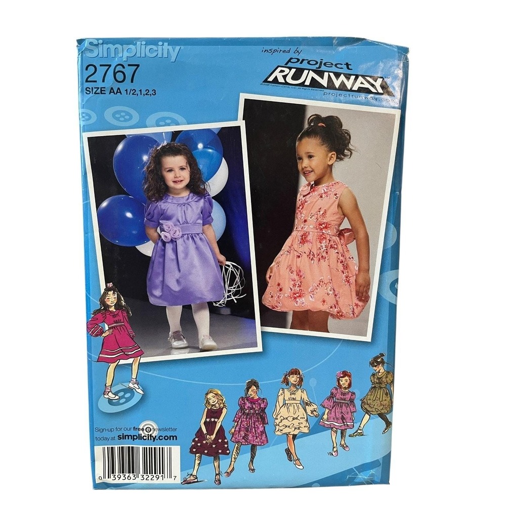 Simplicity 2767 Toddler Child Dress Pattern Size AA Project Runway